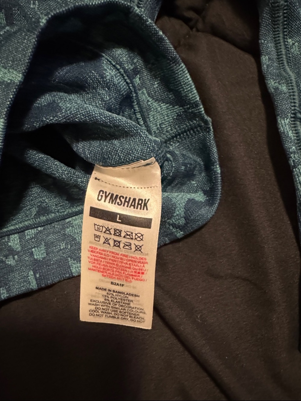 Gymshark Gray and Green Printed High-Waist Bike Shorts - Picture 2 of 5